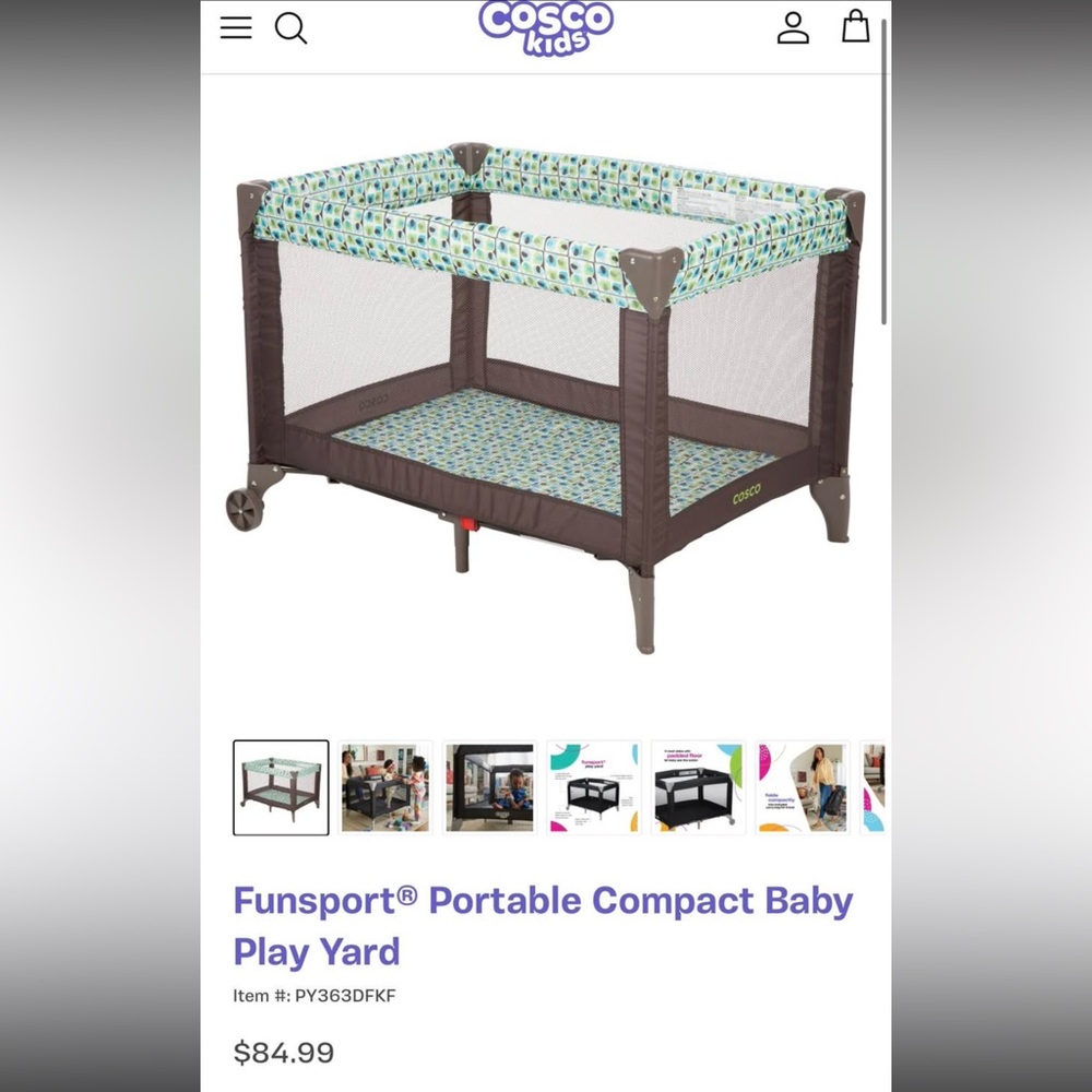 Cosco Kids FunSport Portable Baby Play Yard - Brown and Blue